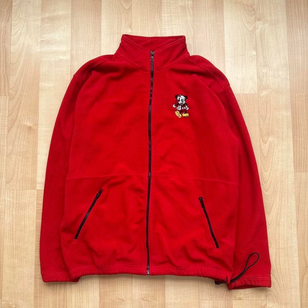 Disney Red Zip Up Sweater with Mickey Mouse